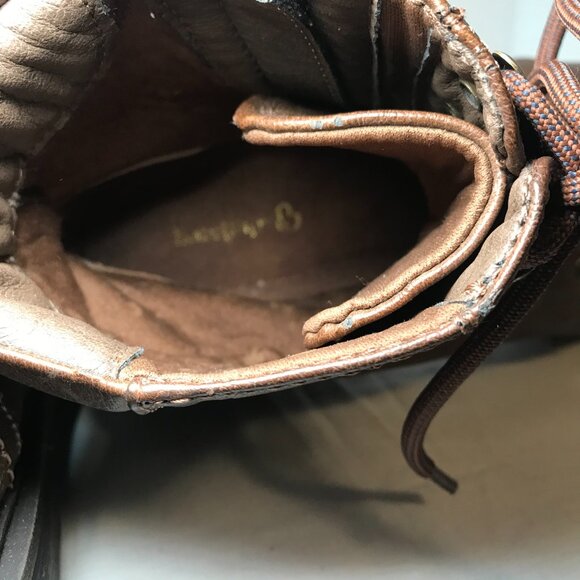 Baretraps Amy Sue Brown LaceUp Side Zip Ankle Boots Womens 10M Moto Combat Biker - Picture 7 of 9